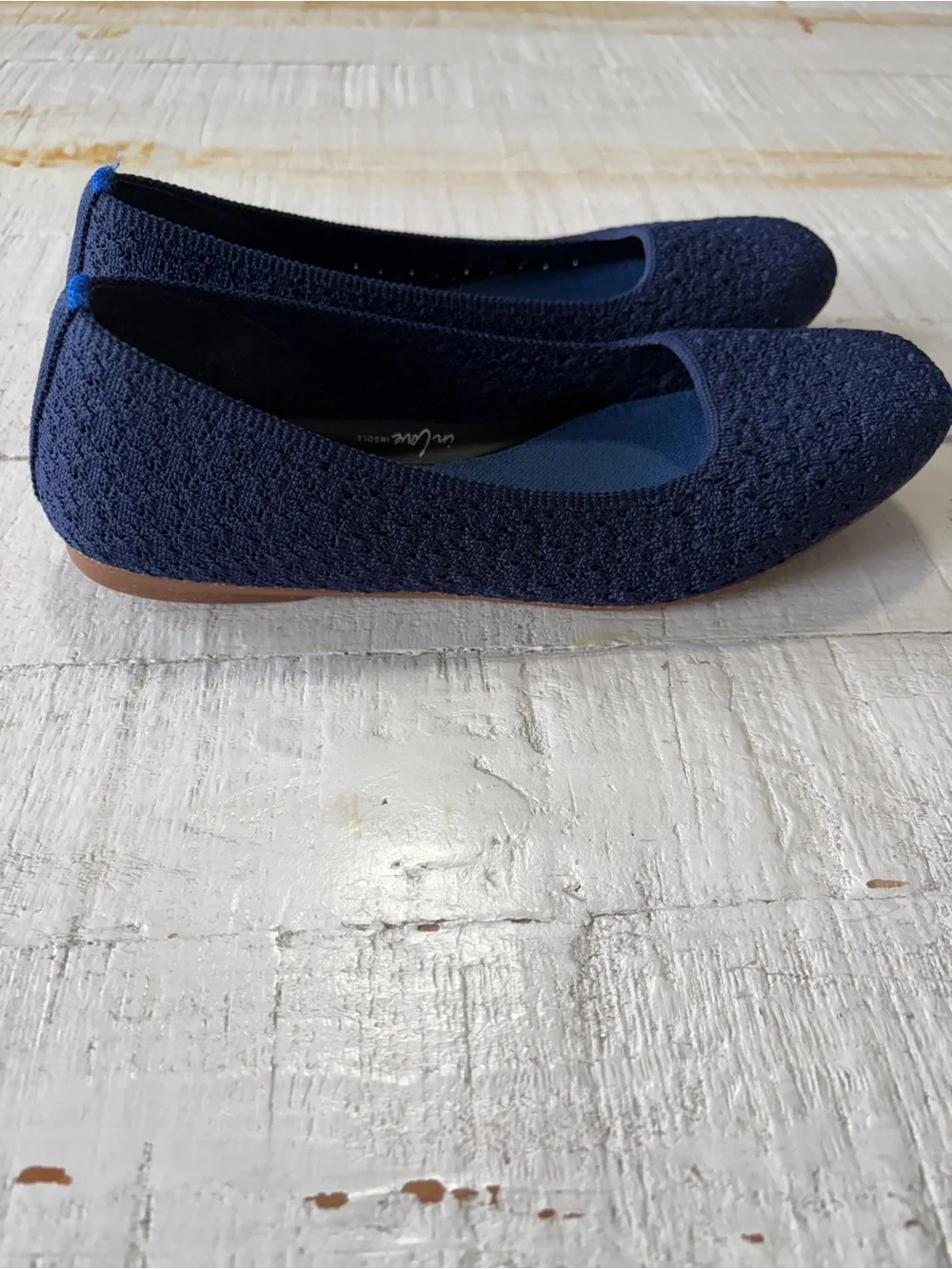 Rothy’s the Max Square in Deep Navy Crochet size 8.5 Knit Flats In Love Insoles - Picture 4 of 14